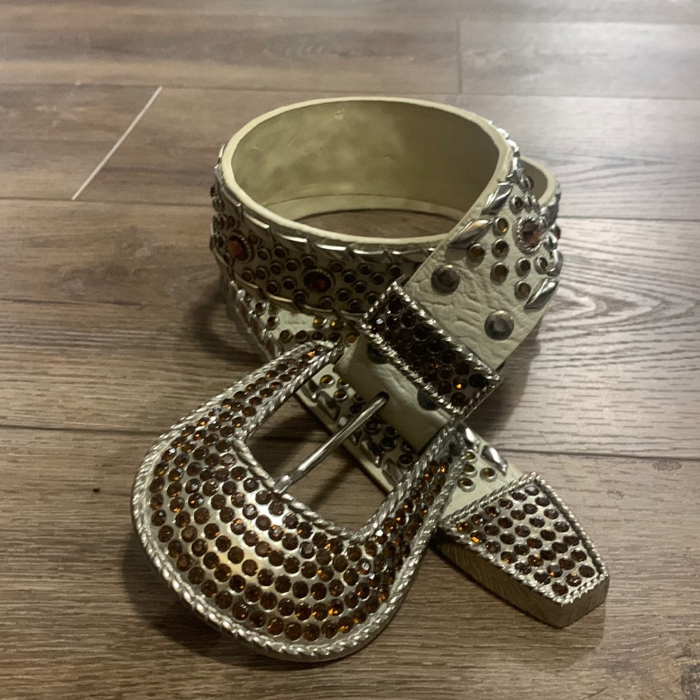 Genuine Leather Rhinestone Belt